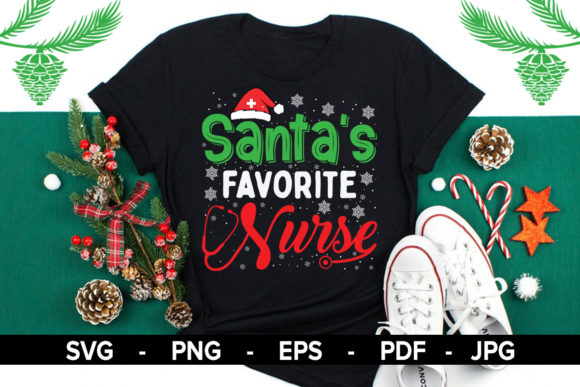 Christmas, Santa’s Favorite Nurse Graphics and Print Templates